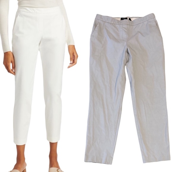 Theory Thaniel Approach Light Gray Silver Cropped Pants - 8